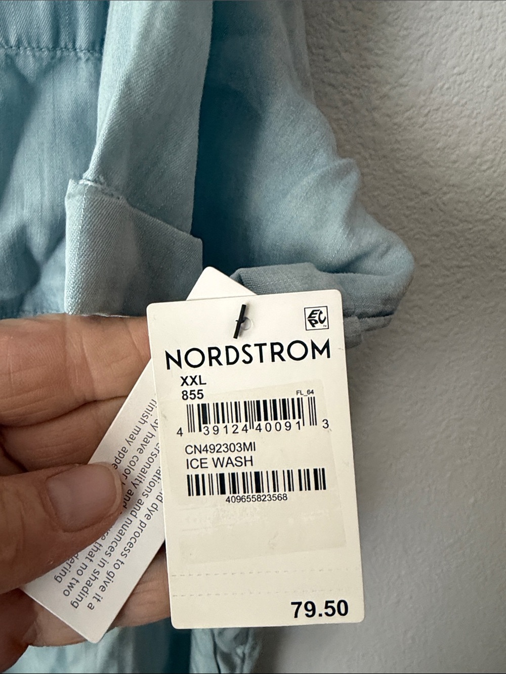 Caslon Light Blue Button-Front Drawstring romper - Picture 5 of 9